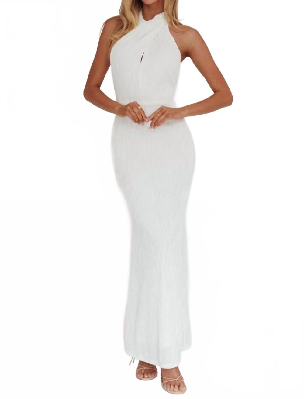 NEW ONE & ONLY textured halter maxi dress in white
